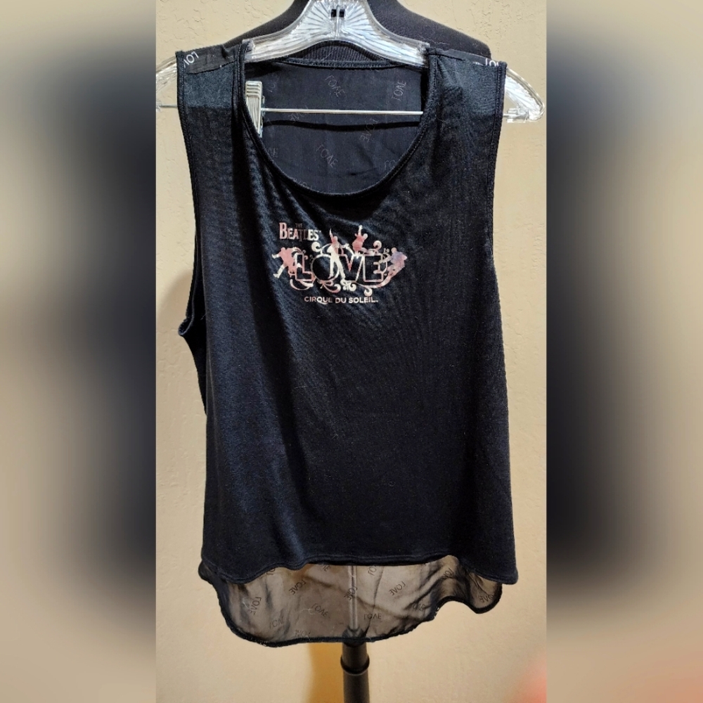 Beatles Cirque De Soliel sleeveless Tank Top Black sheer Love XL NWOT